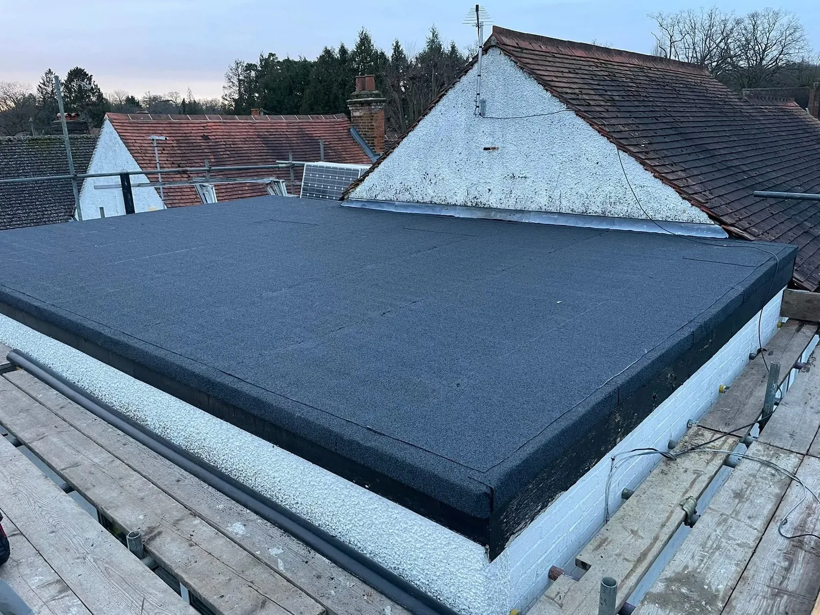 Completed felt flat roof replacement on a Leicester extension