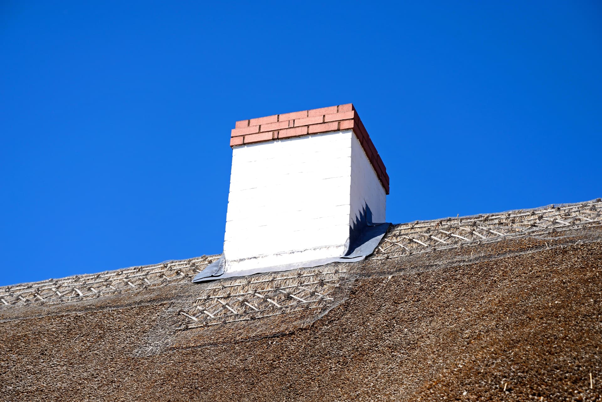 Chimney stack with lead flashing