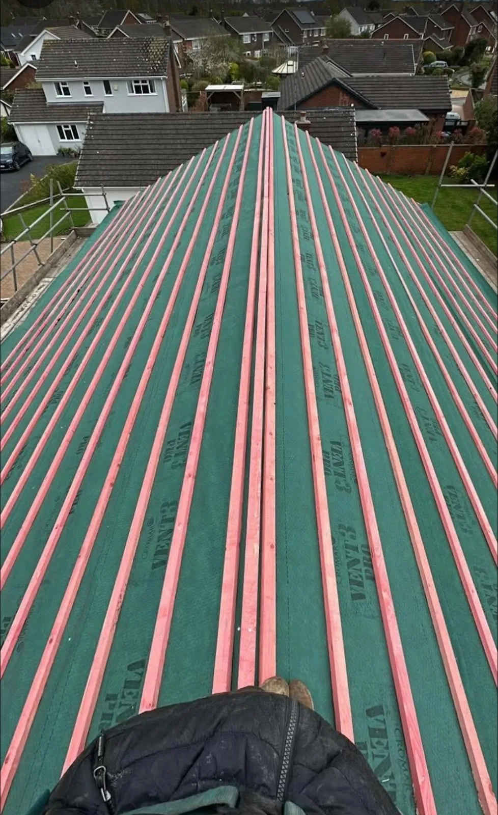 Breathable membrane and new treated battens during a Leicester re-roof