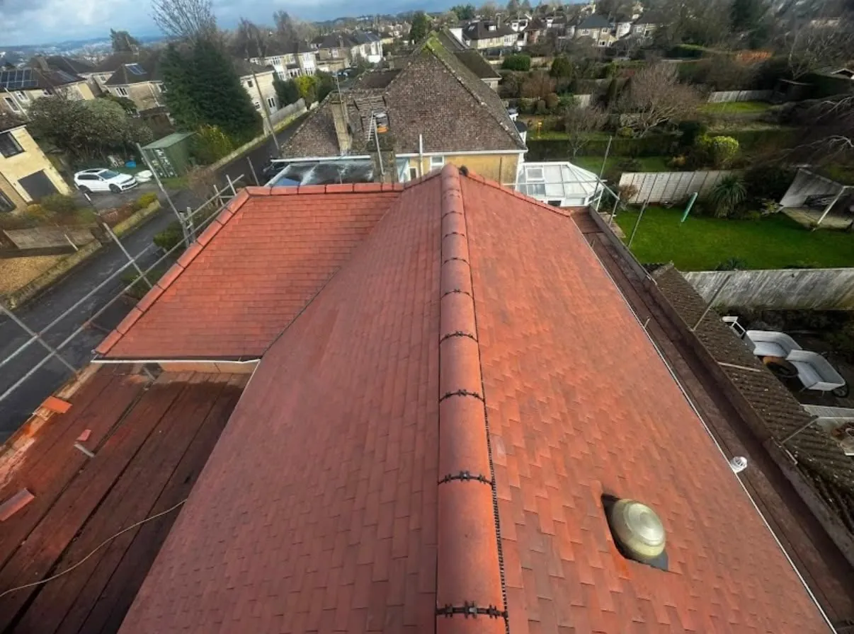 New red tile roof and dry ridge on a Leicester home